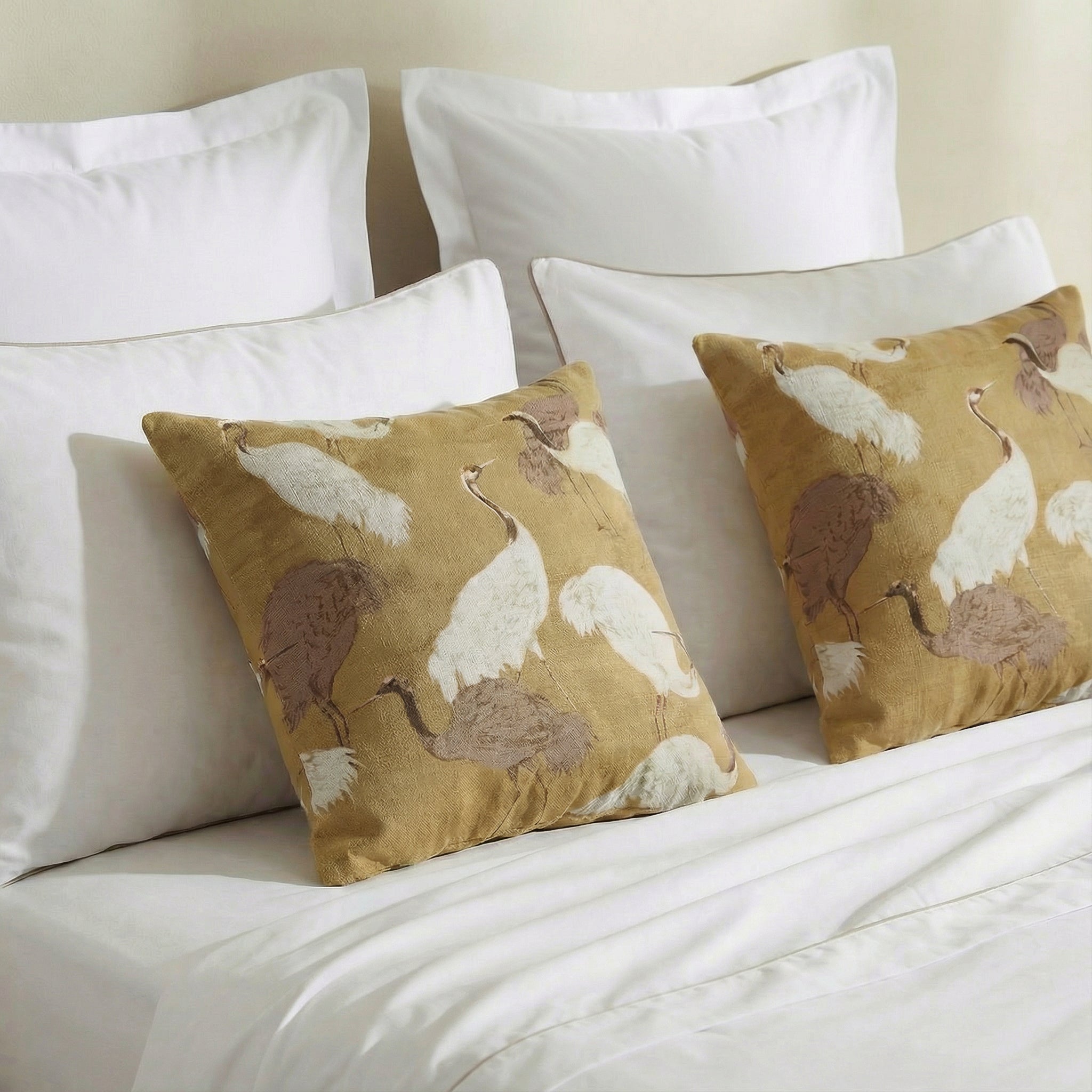 Golden Crane Throw Pillow | Sunday Citizen