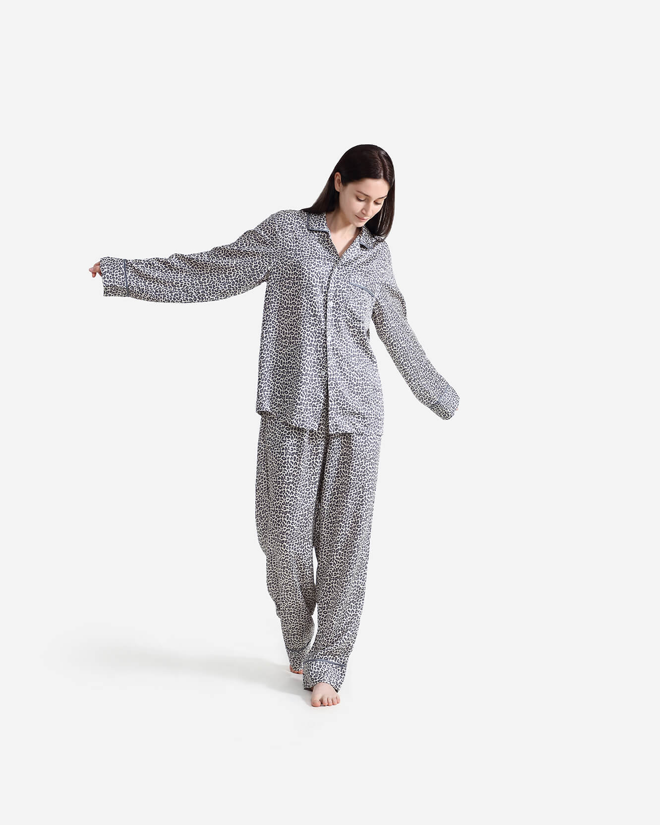 Silky Lyocell Long Leopard Print Pajama Set | Sunday Citizen