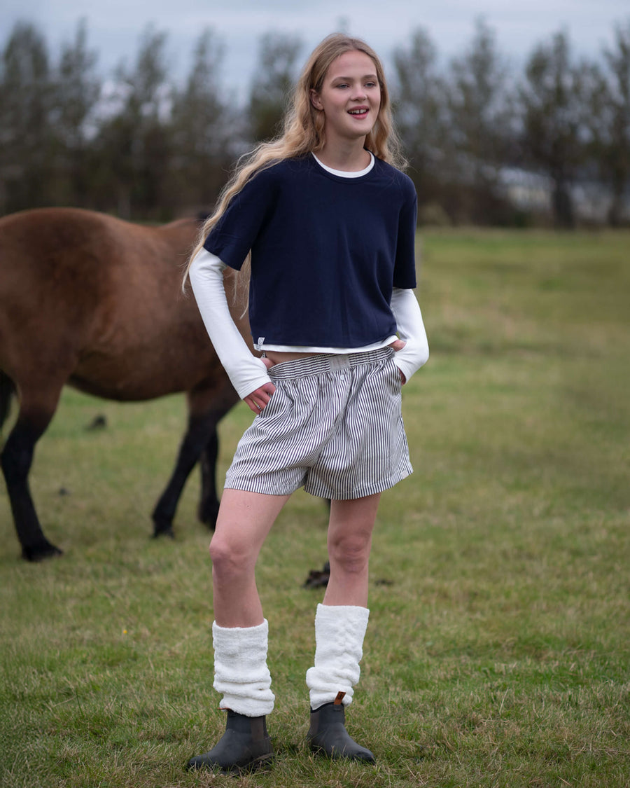 Braided Overknees Snug Socks Off White 