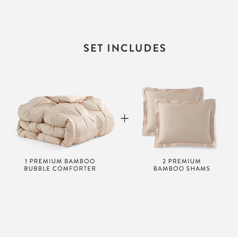 Premium Bamboo Bubble Comforter Bundle Blush