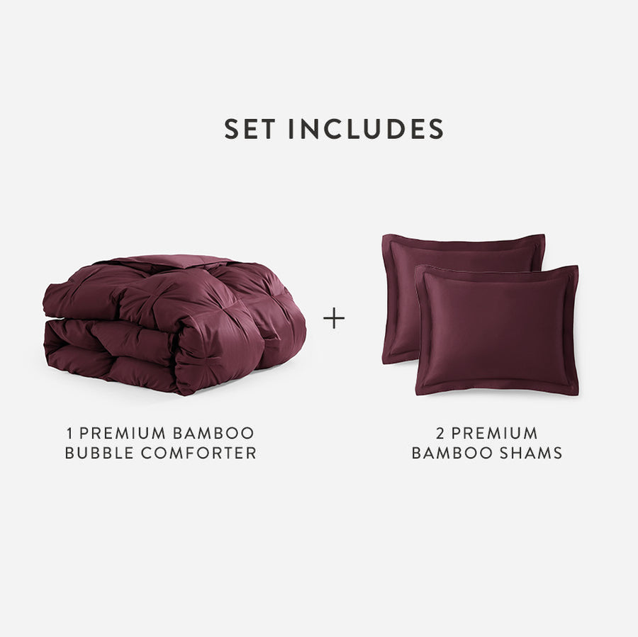 Premium Bamboo Bubble Comforter Bundle Fig