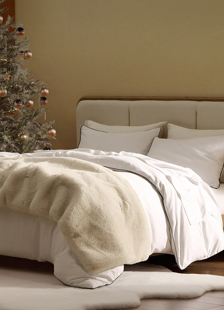 Breathable Faux Fur bed runner White
