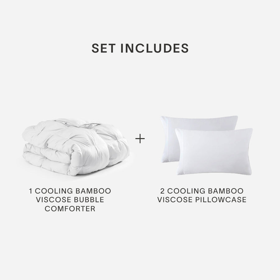 Cooling Bamboo Viscose Comforter Bundle Clear White