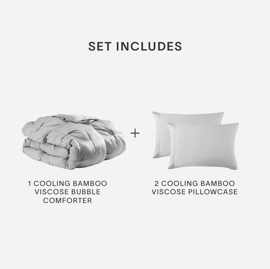 Cooling Bamboo Viscose Comforter Bundle Grey