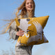 Sunday Citizen Crane Embroidered Throw Pillow Gold