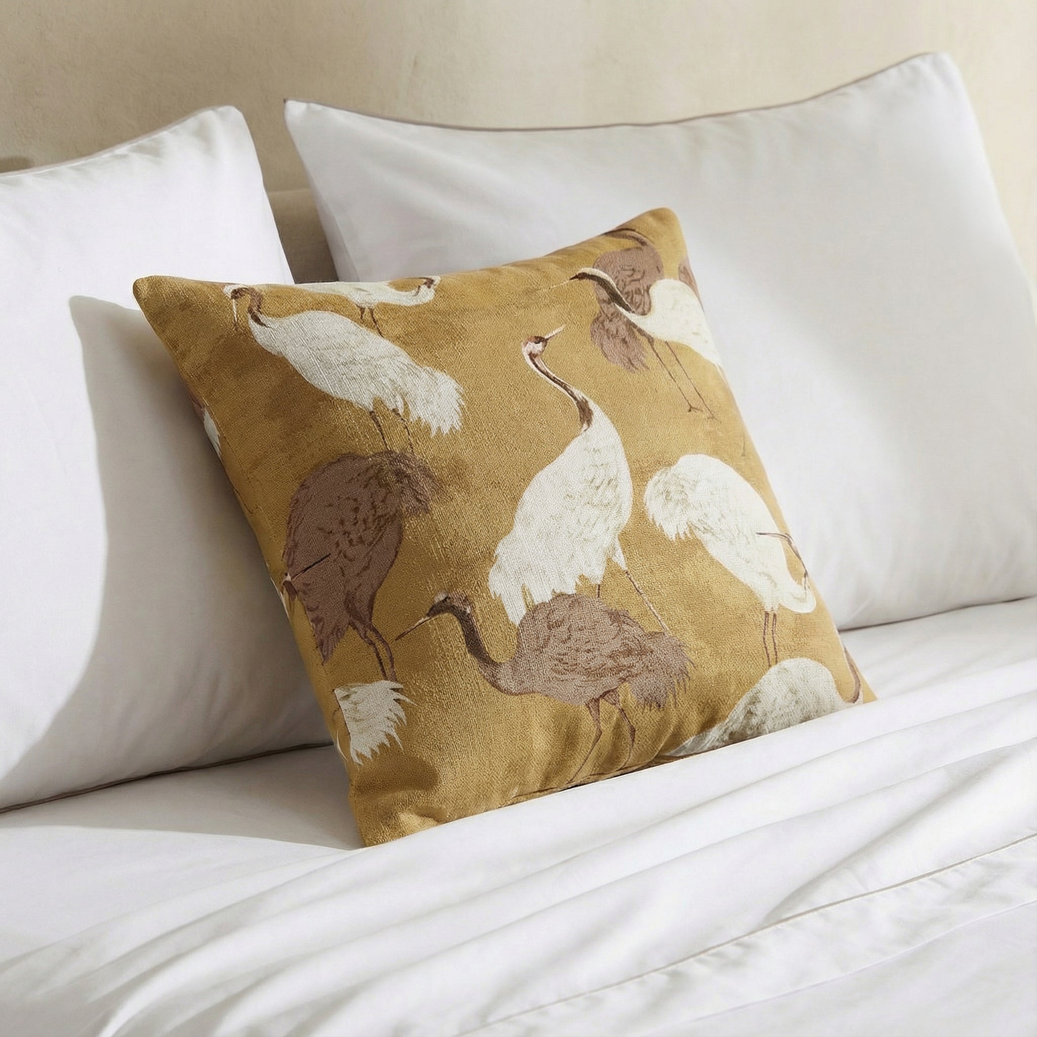 Golden Crane Throw Pillow | Sunday Citizen