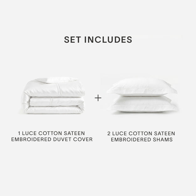 Sunday Citizen Luce Cotton Sateen Duvet Cover Bundle in White