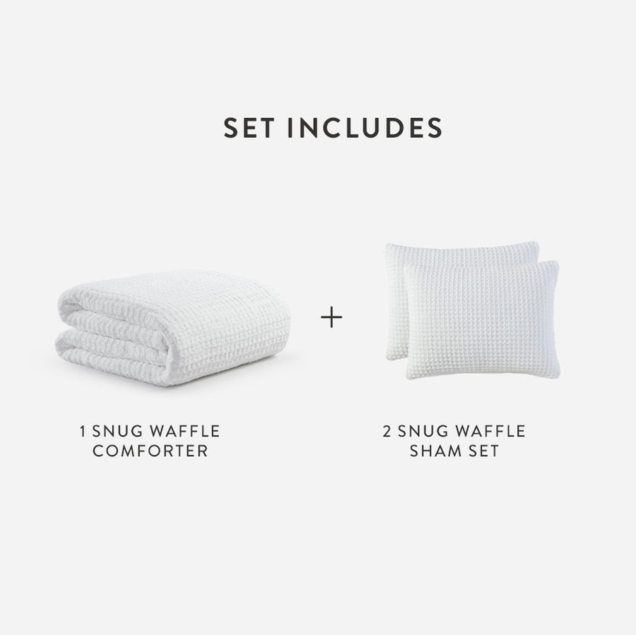 Snug Waffle Comforter Bundle Clear White