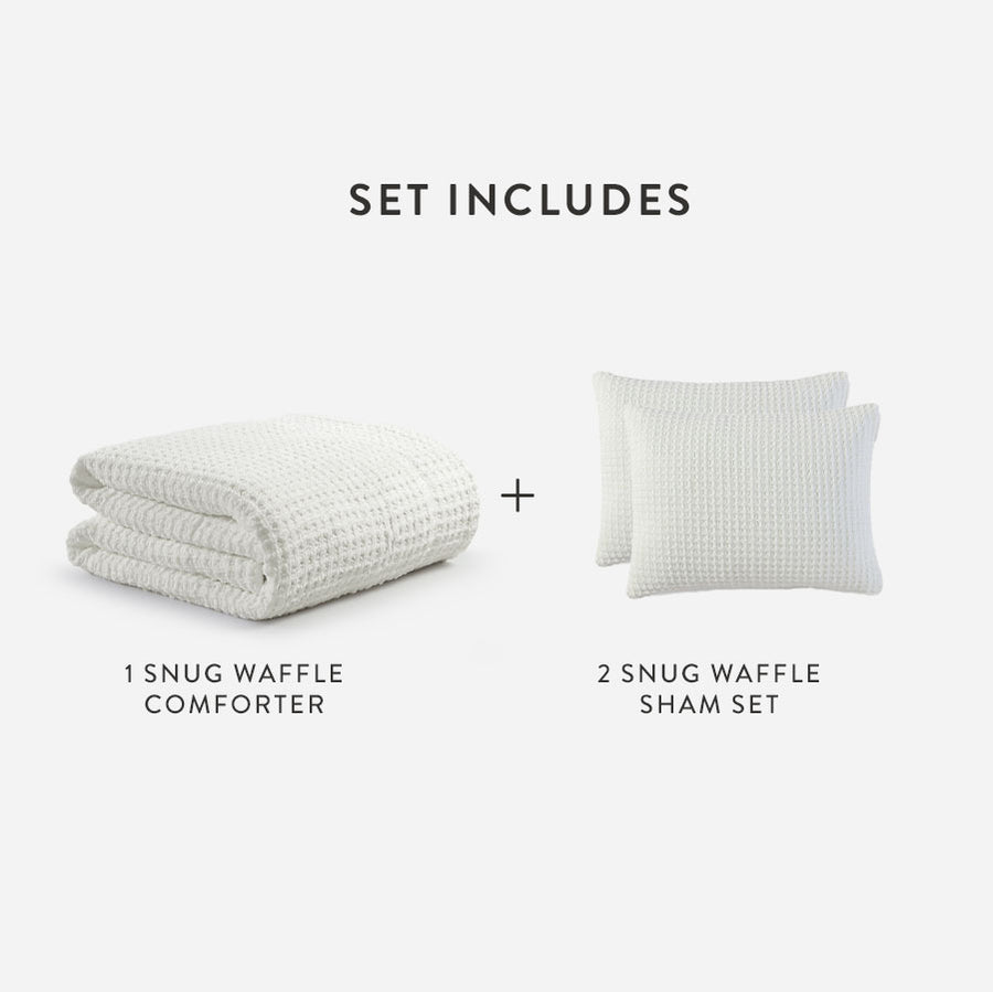 Snug Waffle Comforter Bundle Off White