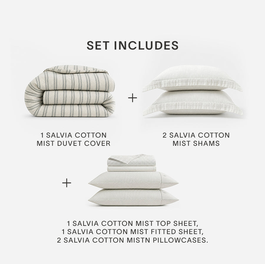 Salvia Reversible Cotton Mist  Move-in bundle Light Sage - Off White