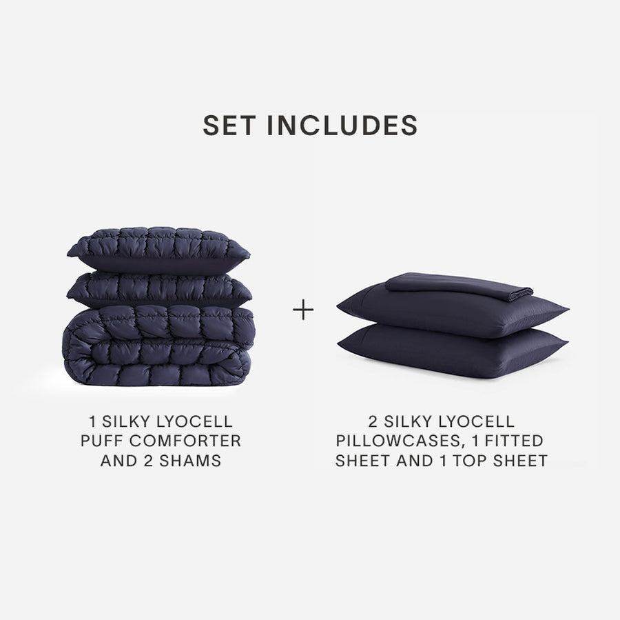 Sunday-Citizen_Silky-Lyocell-Puff- Sham Set Comforter Bundle Baritone Blue