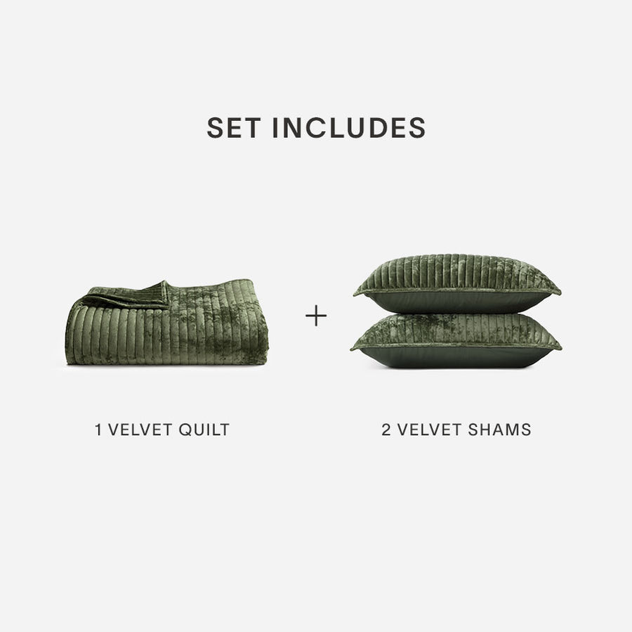 Sunday Citizen Velvet Quilt Bundle Olive Leaf
