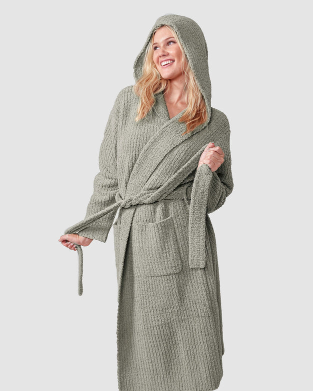 Ribbed Hooded Robe Boulder