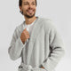 Ribbed Hooded Robe Cloud Gray
