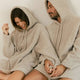 Taupe Oversized Snug Blanket Teddy Hoodie