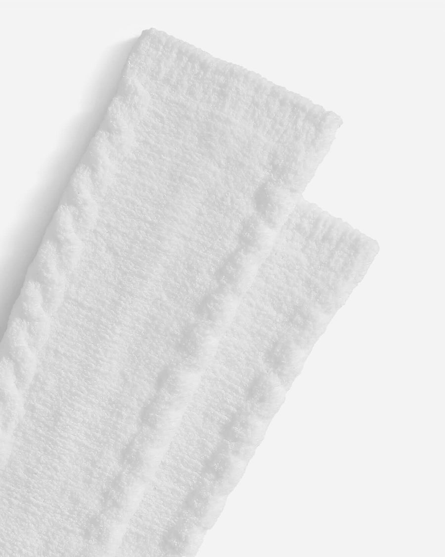 Braided Overknees Snug Socks Off White 