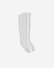Braided Overknees Snug Socks Off White 