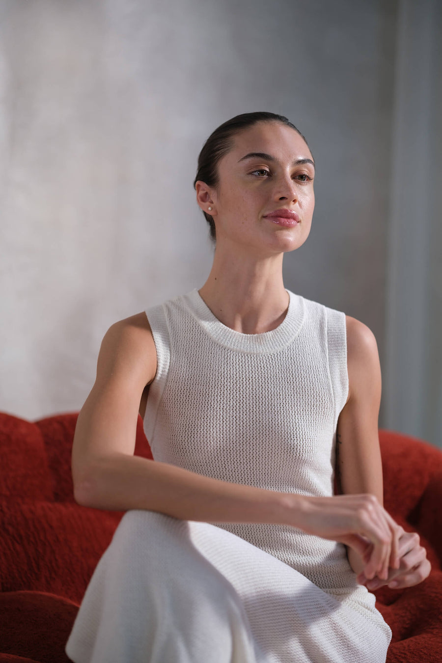 CloudCool Crochet Dress Off White