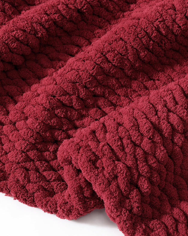 Heavy Snug Throw Knitted Yarn Salsa Red