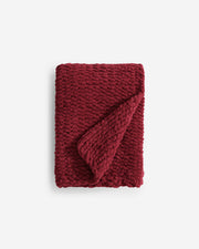 Heavy Snug Throw Knitted Yarn Salsa Red