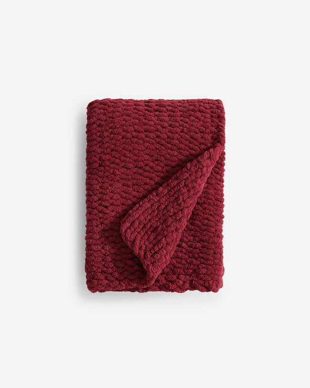 Heavy Snug Throw Knitted Yarn Salsa Red