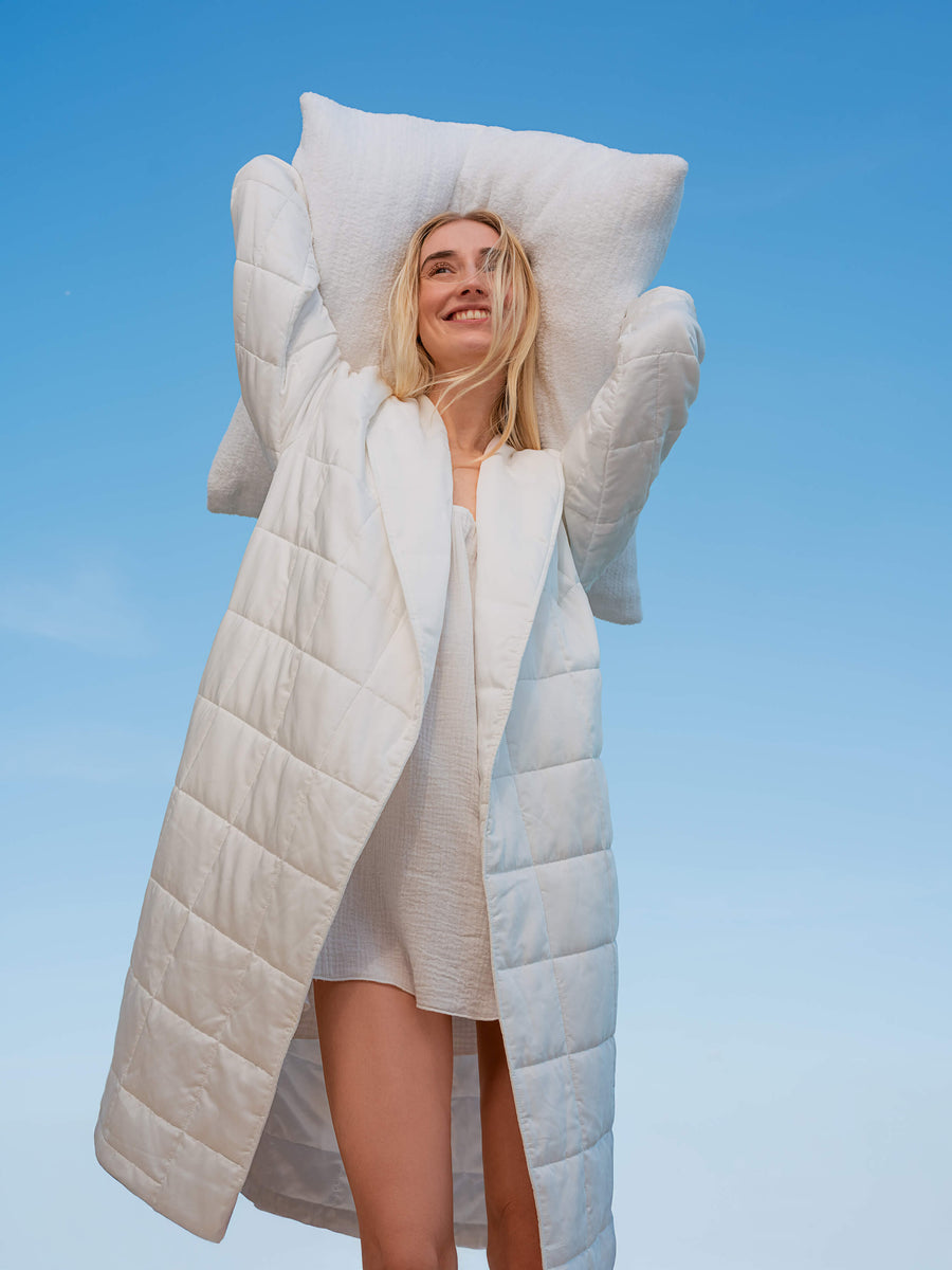Quilted Robe Off White