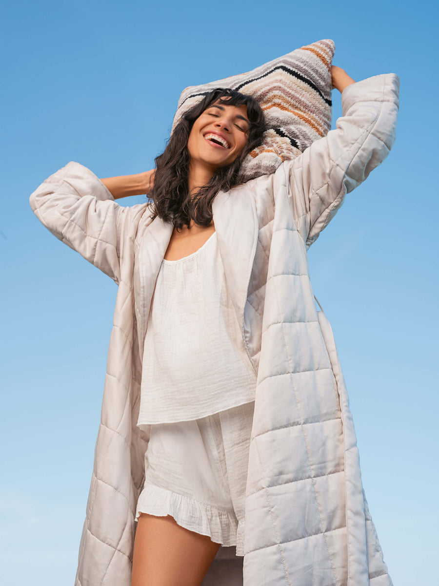Quilted Robe Harbor Mist Grey