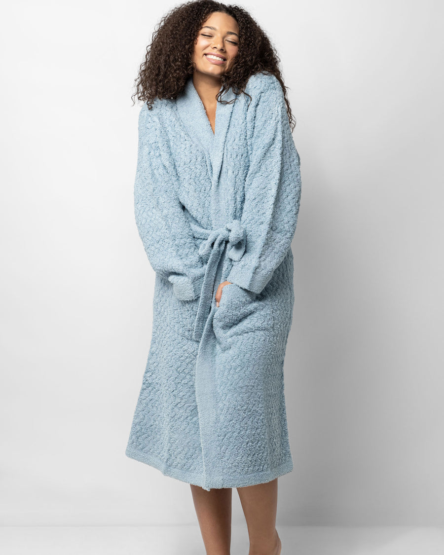 Waffle cotton robe Hooded bathrobe for women