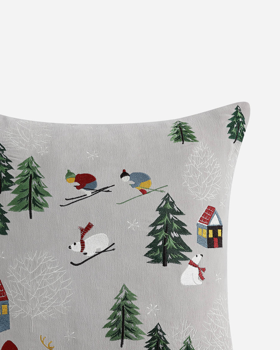 Velvet Bear Embroidery Throw Pillow Slate Grey 1 Slate Grey