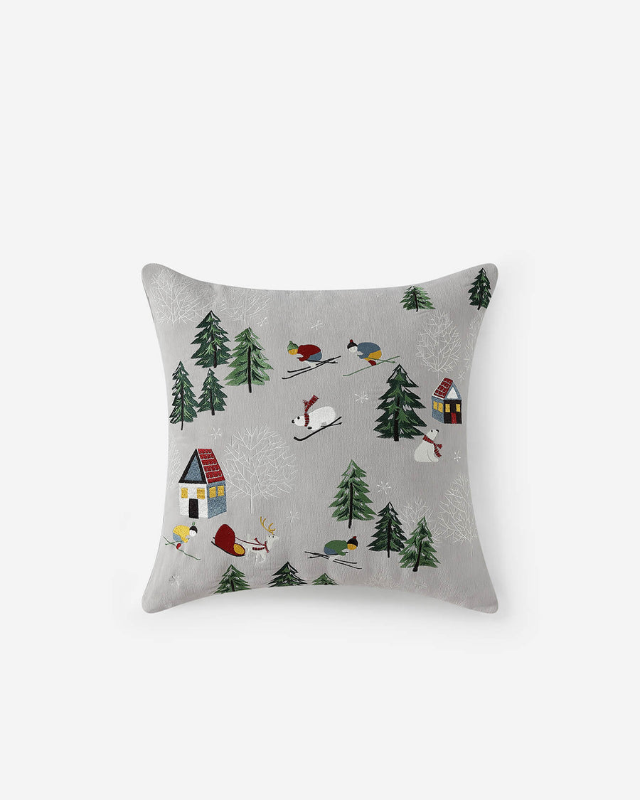 Velvet Bear Embroidery Throw Pillow Slate Grey 1 Slate Grey