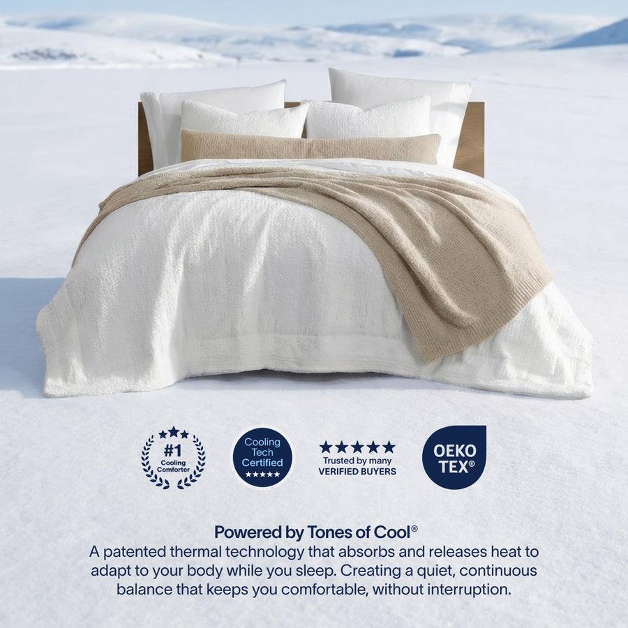 Cooling Snug Comforter Taupe Cloud Gray Clear White Granite