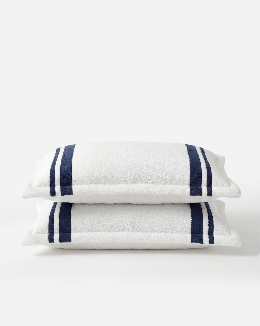 Sunday Citizen Amarena Snug Striped sham set in Midnight - Off White