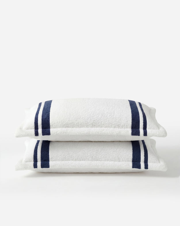 Sunday Citizen Amarena Snug Striped sham set in Midnight - Off White