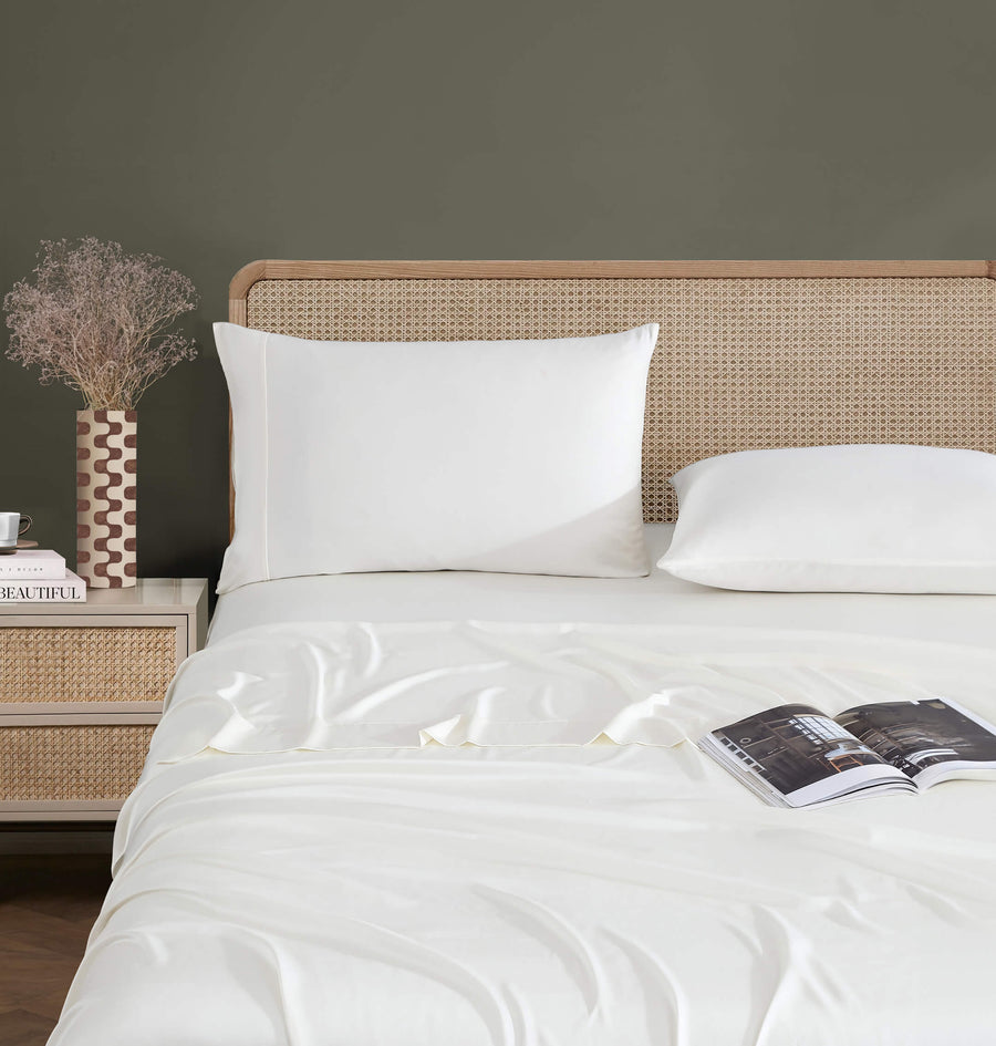 Natural Premium Bamboo Pillowcase Set Off White