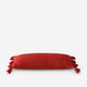 Braided Pom Pom Lumbar Pillow Rouge