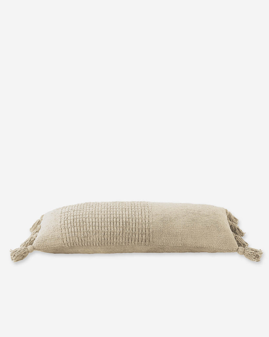 Braided Pom Pom Lumbar Pillow Sahara Tan