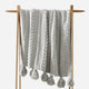 Braided Pom Pom Throw Cloud Gray