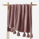 Braided Pom Pom Throw Rose