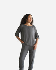 Butter Modal Boat Neck Tee Coal