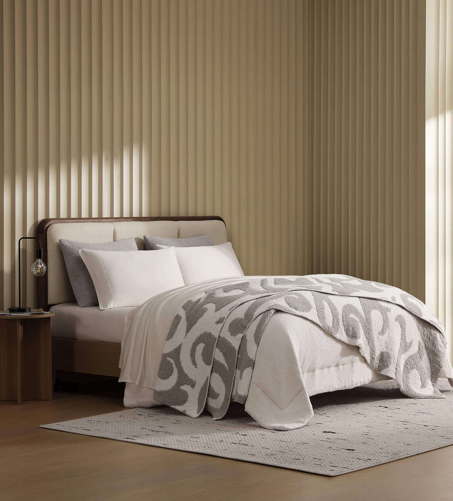 Sunday Citizen Casablanca Bed Blanket Cloud Gray - Off White