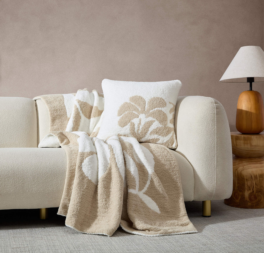 Chamomile Throw Pillow Off White - Sahara Tan