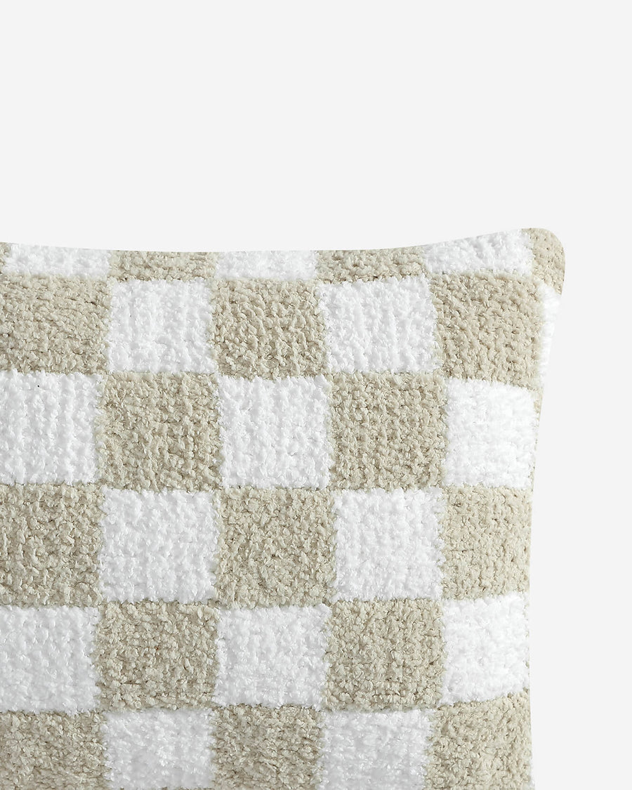 Checkerboard Throw Pillow Sahara Tan - Off White