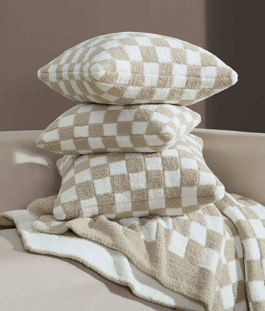 Checkerboard Throw Pillow Sahara Tan - Off White