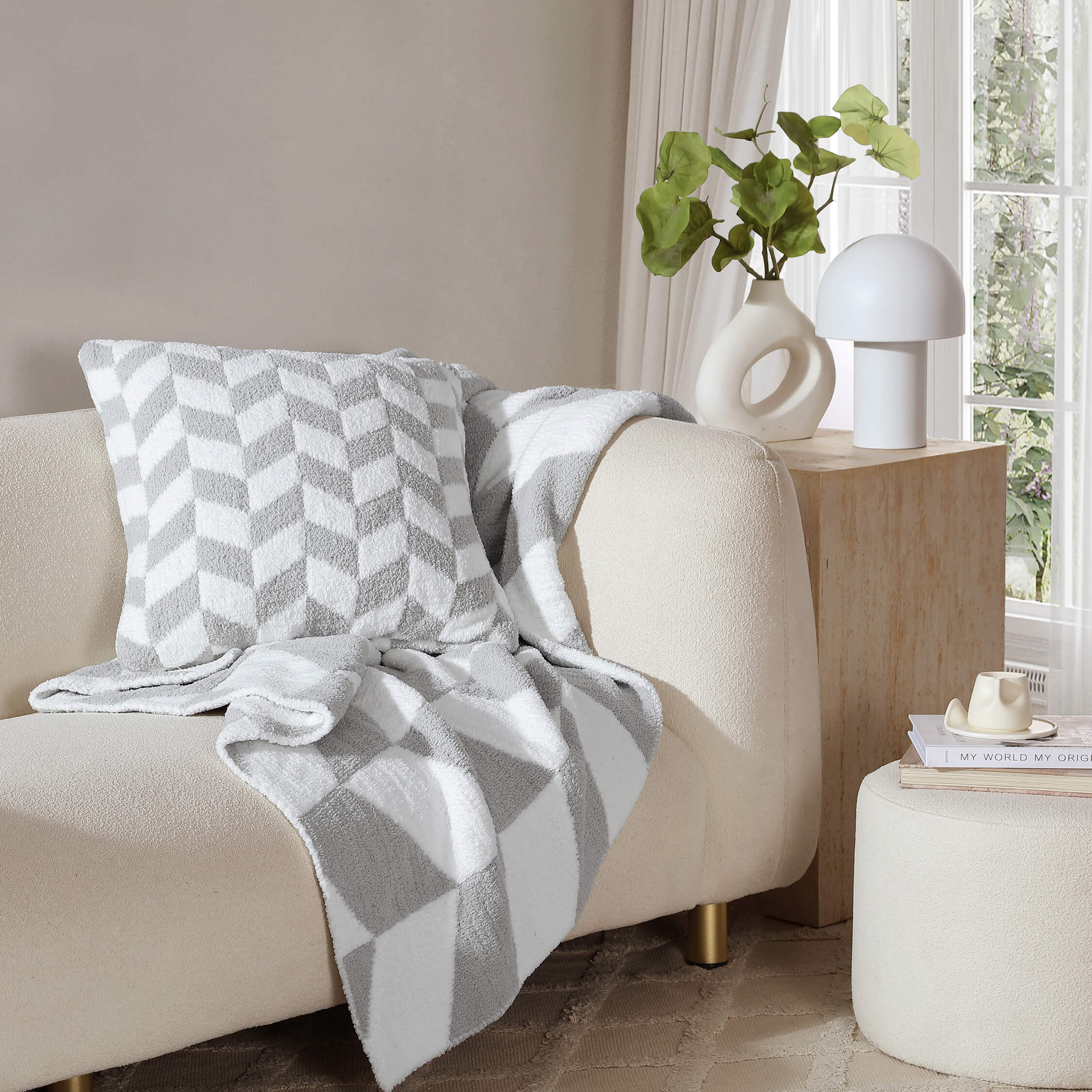 Chevron & Sphere Bundle Cloud Gray - Off White