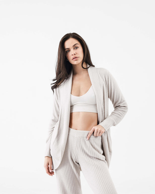 CloudCool Relaxed Open Front Cardigan Bone