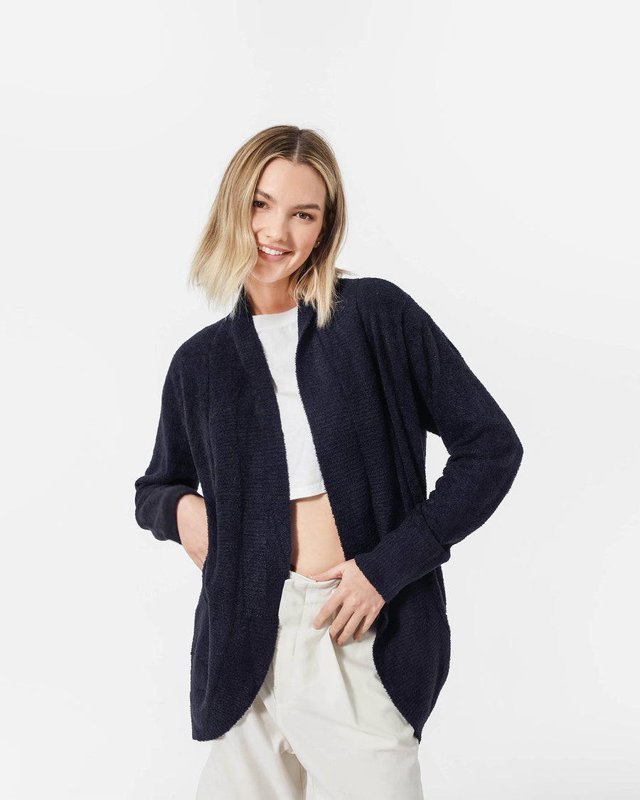 Cloud Cool Relaxed Open Front Cardigan Coal