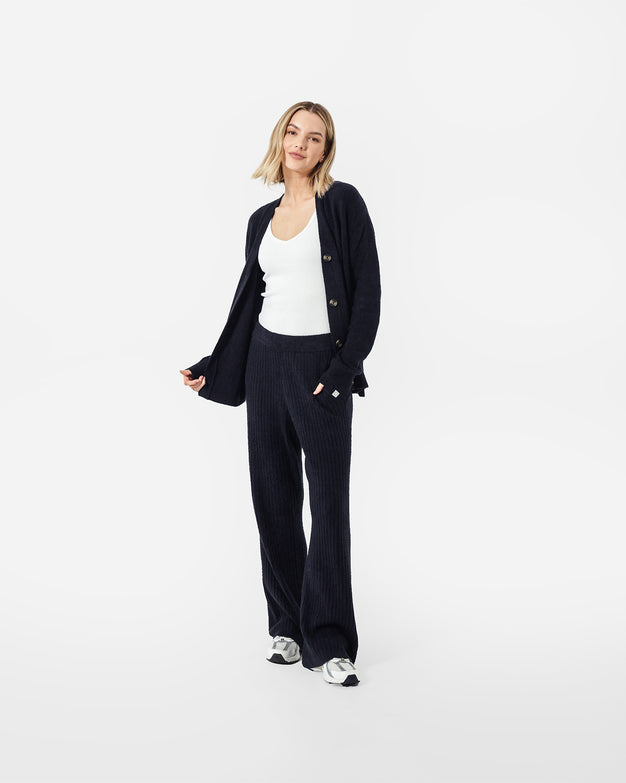 CloudCool Oversized Ribbed Buttoned Cardigan Coal