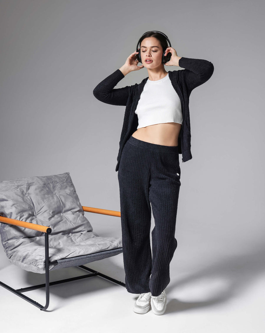 Cloud Cool Ribbed Relaxed Pants Coal