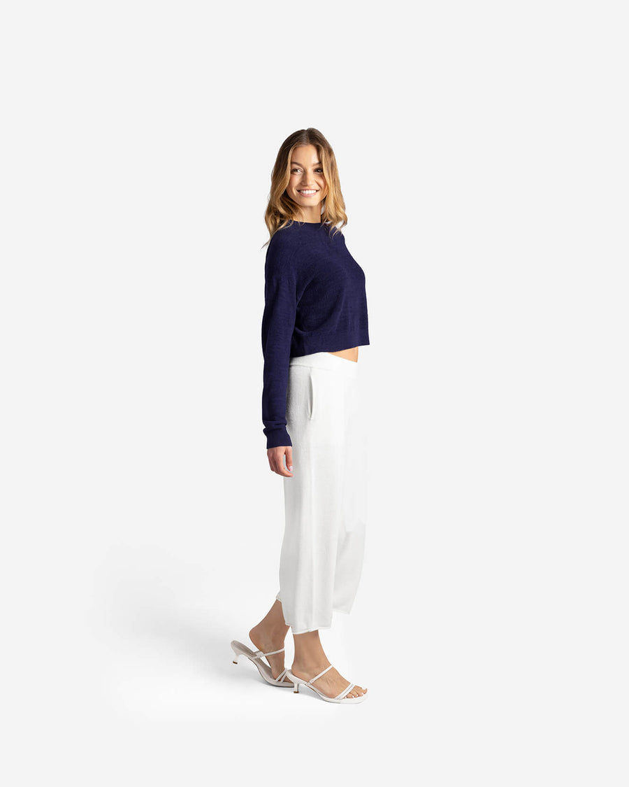 CloudCool Light Cropped Sweater Marine Blue