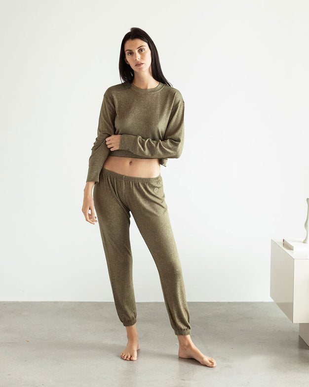 Cosset Cropped Sweatshirt Olive